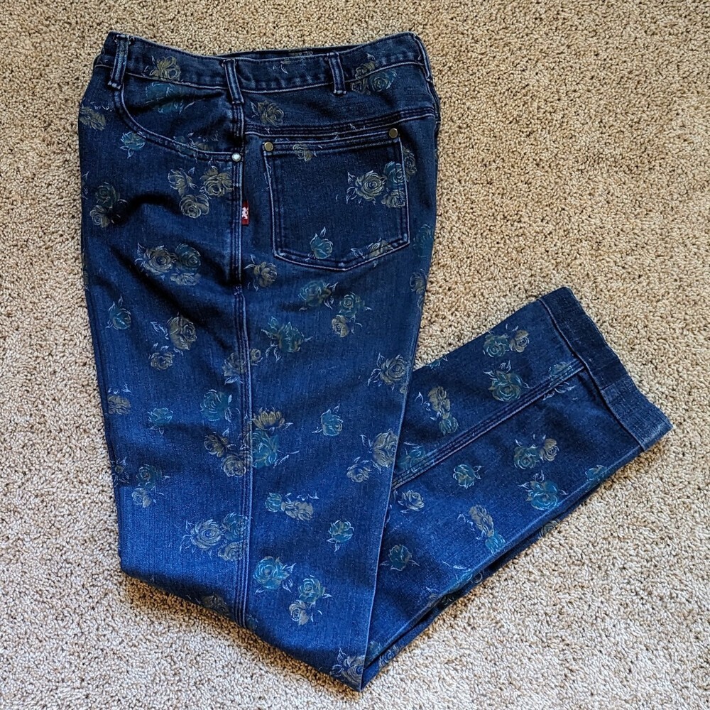 80s VTG Braxton Floral Rib Cage High Waist Stretch Jeans